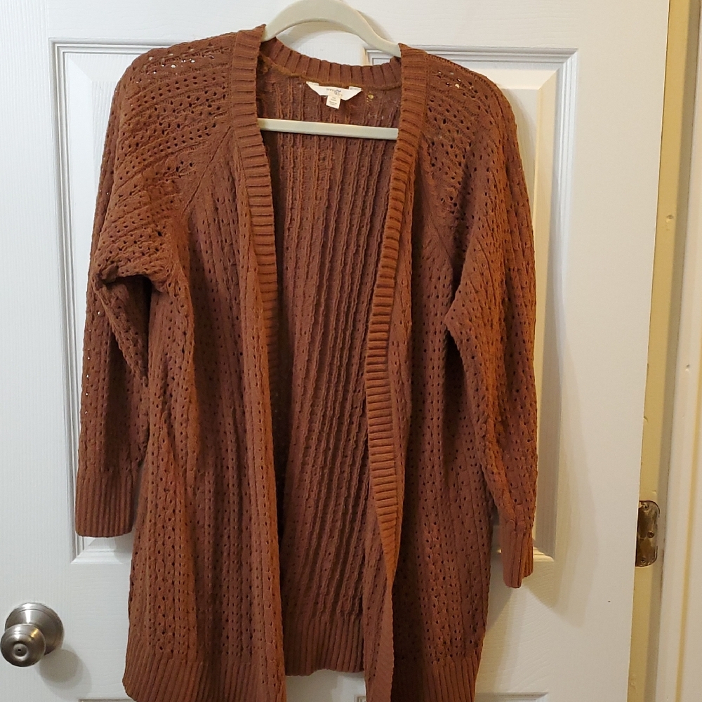 Women's Brown Open-Knit Sweater
